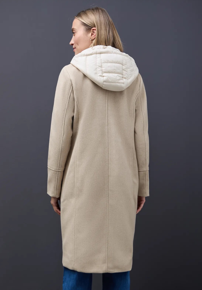 Manteau beige avec insert doudoune amovible – Image 2