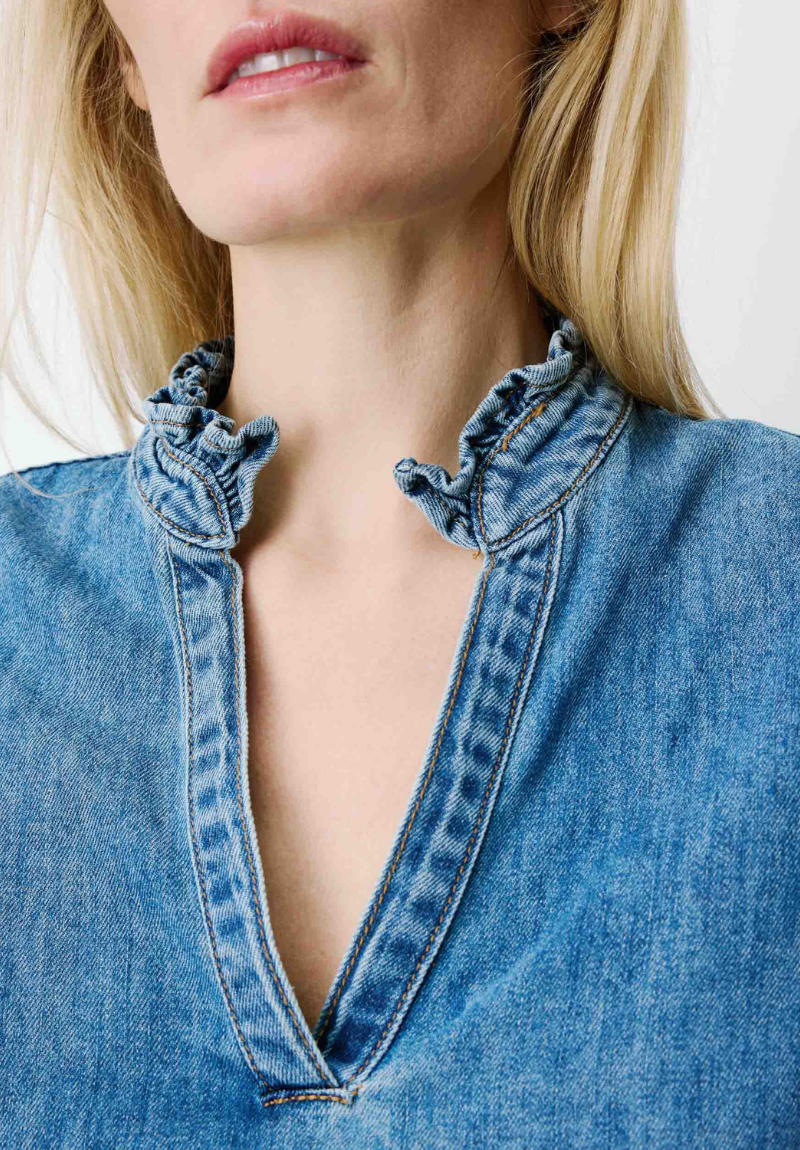 Blouse en jean à manches bouffantes – Image 3