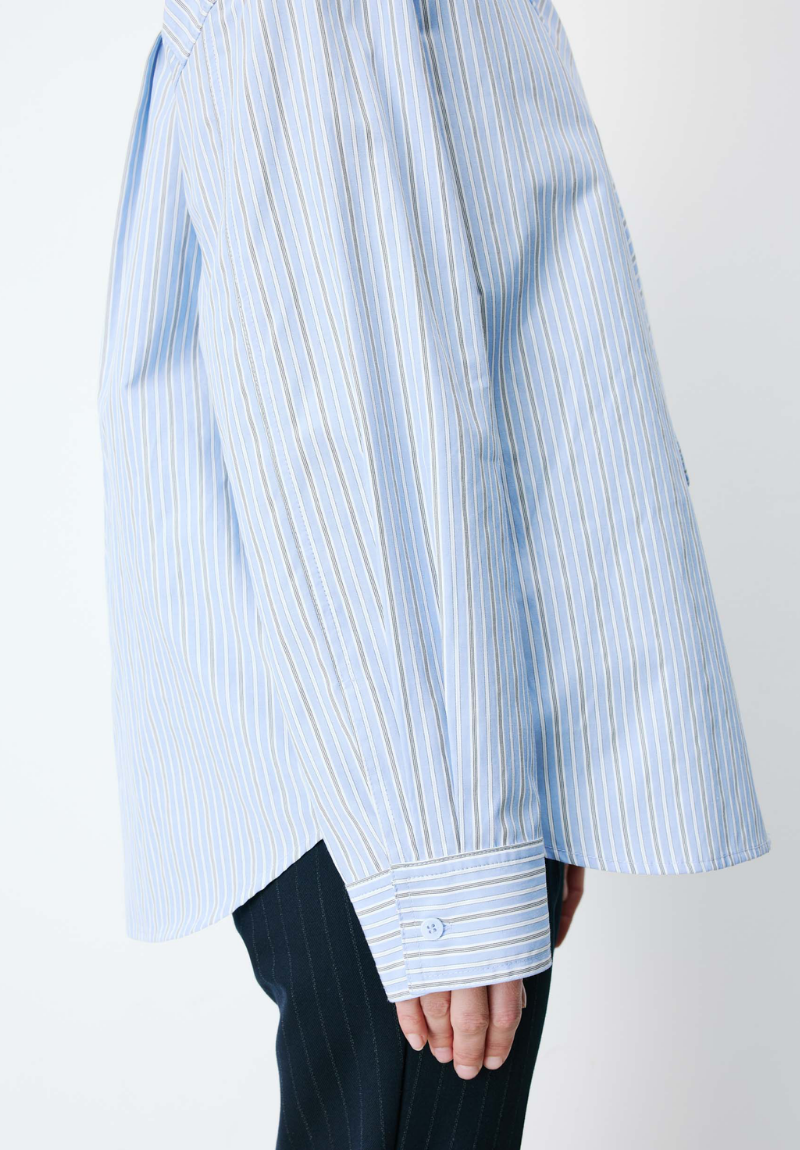 Chemise rayée oversize avec cravate – Image 3