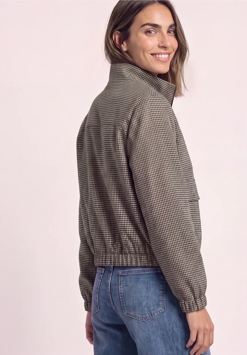 Veste à motif pied-de-poule avec fermeture zippée – Image 5