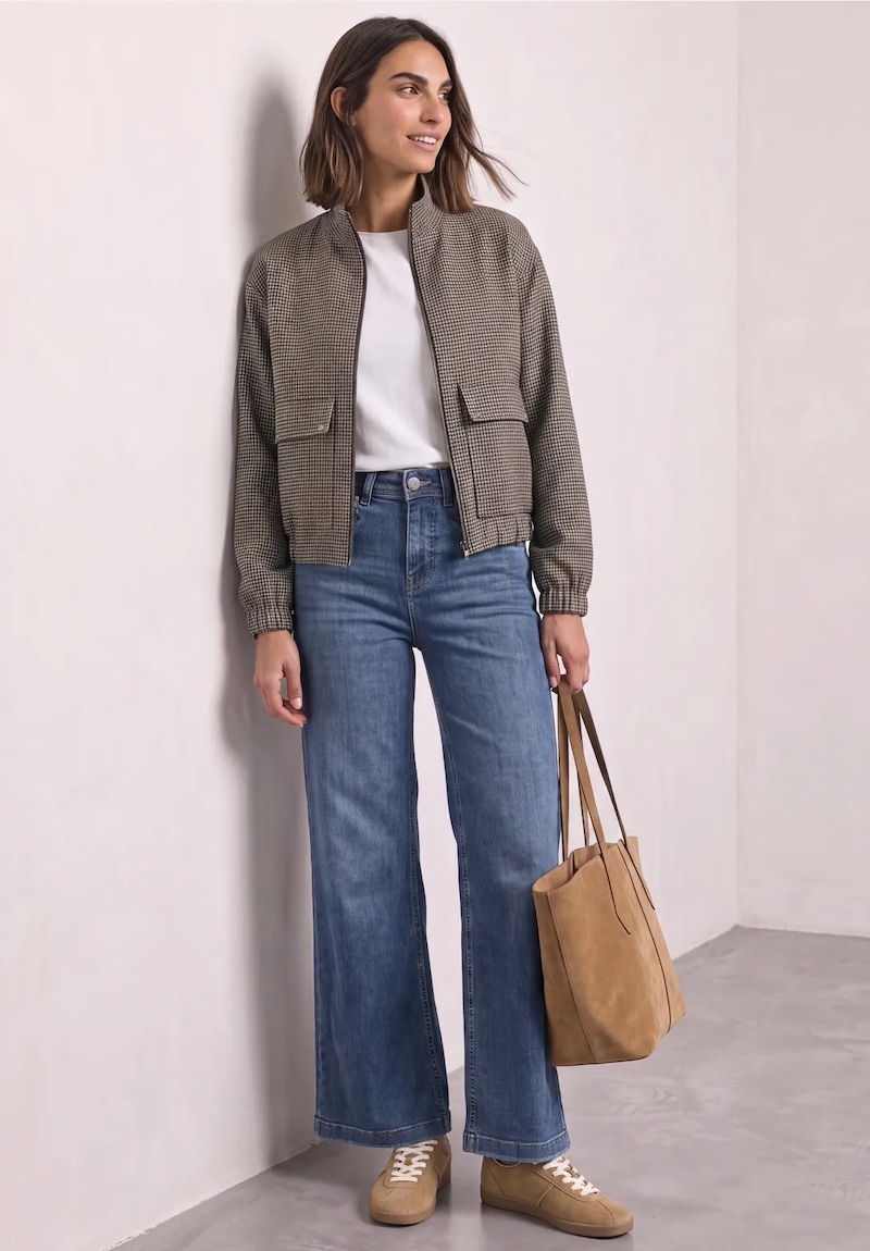 Veste à motif pied-de-poule avec fermeture zippée – Image 3