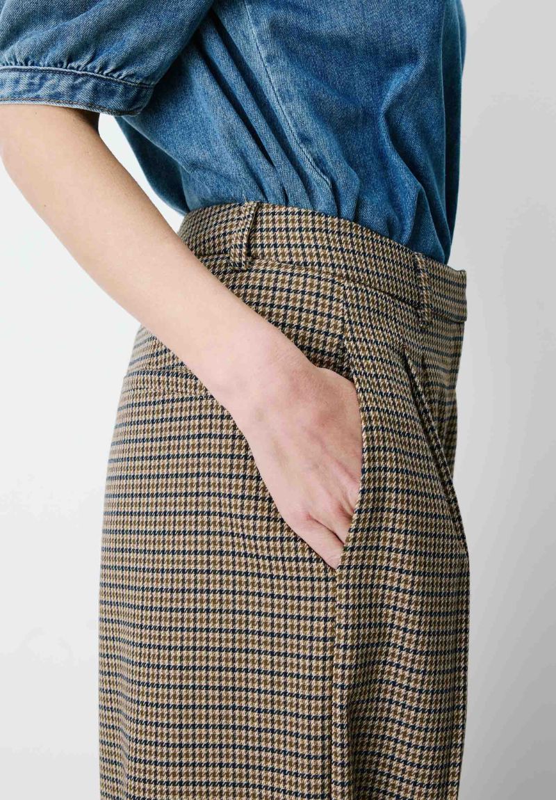 Pantalon tailleur pied-de-poule beige AYEN – Grace & Mila – Image 4