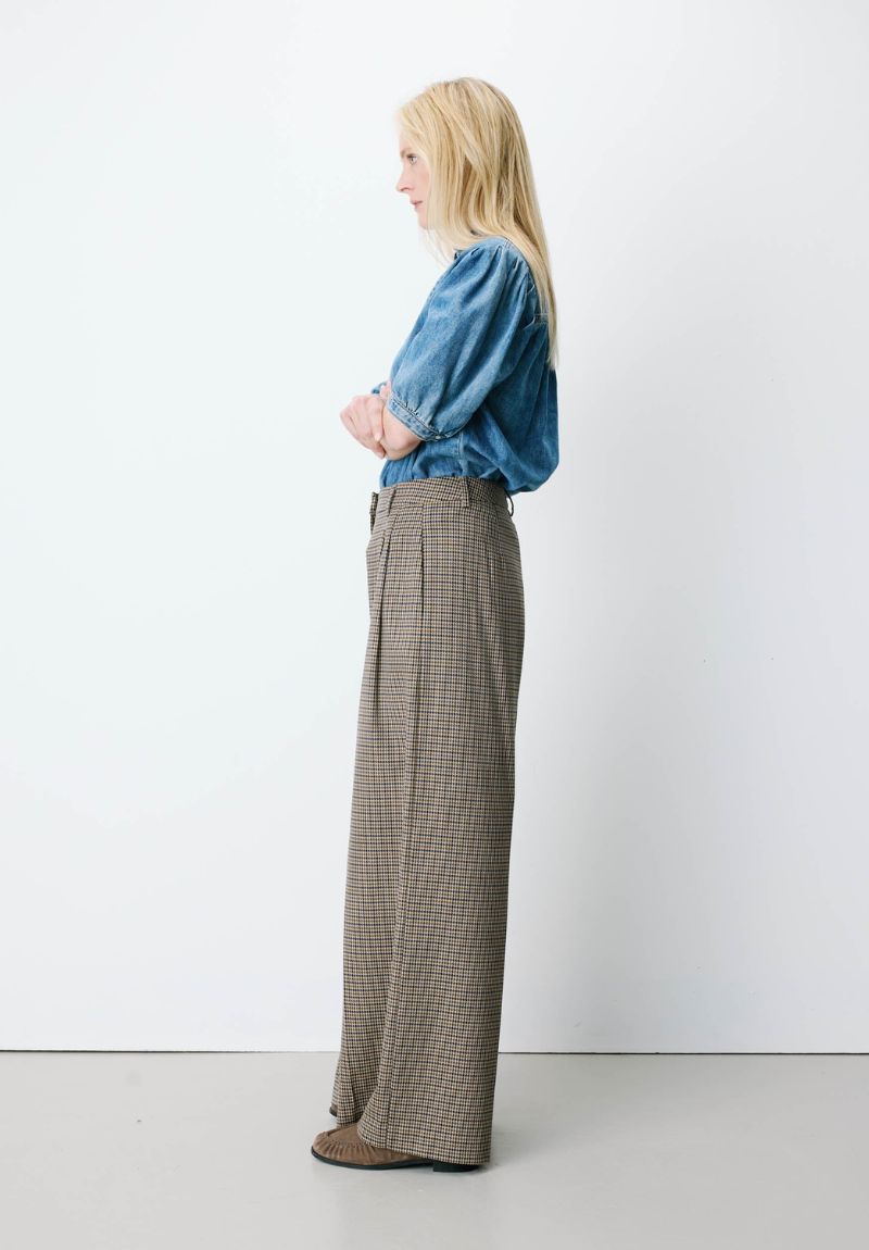 Pantalon tailleur pied-de-poule beige AYEN – Grace & Mila – Image 5