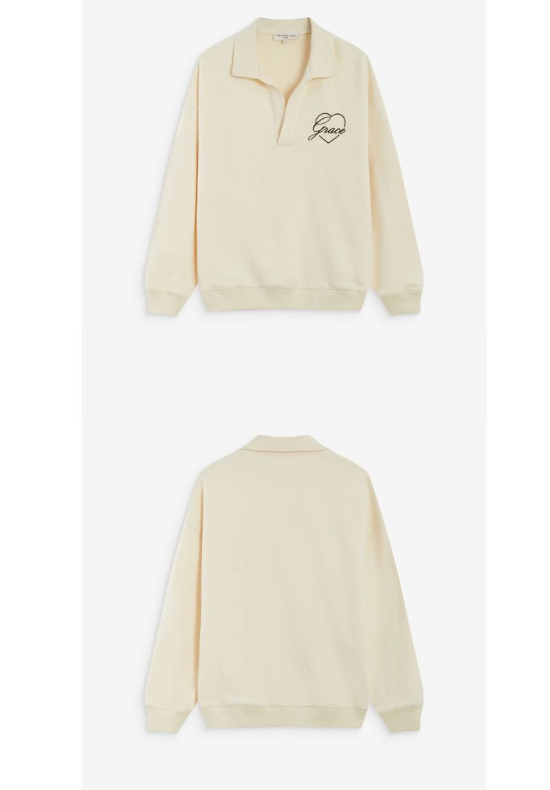 Sweat écru col polo oversize ARCHIBALD – Grace & Mila – Image 5