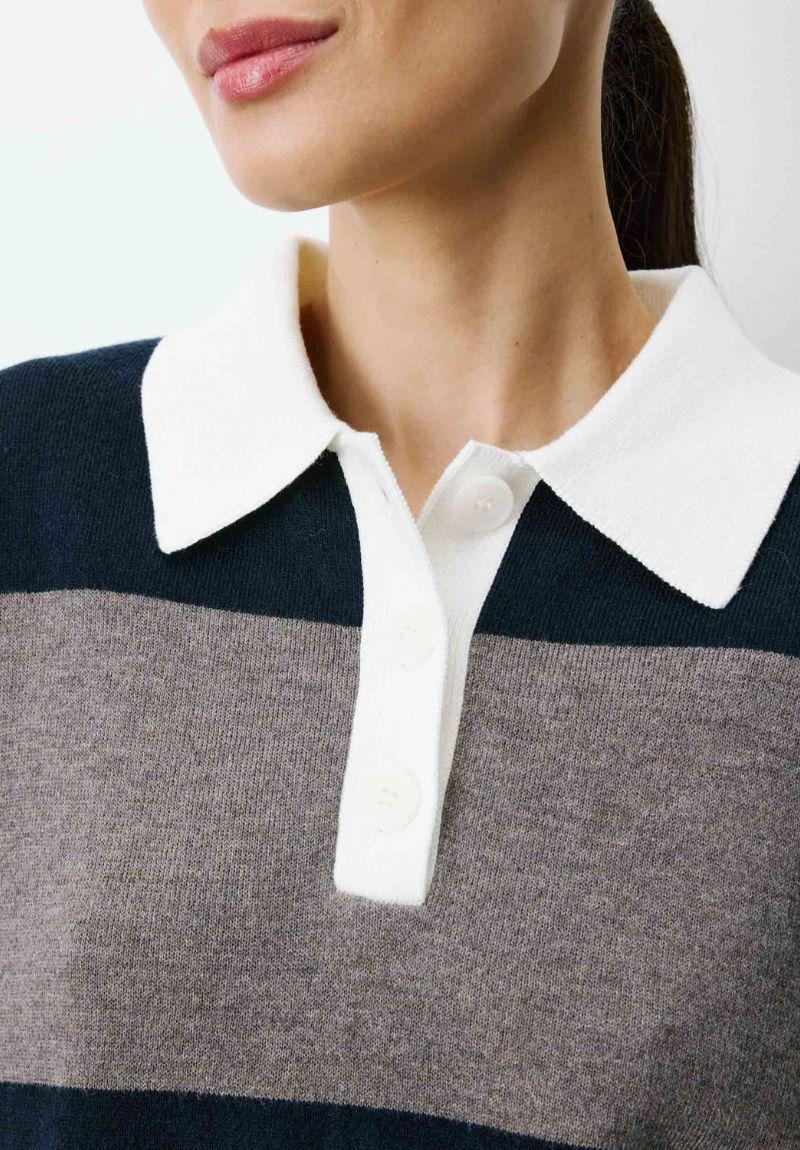 Pull polo ample à larges rayures marine ASTRE – Grace & Mila – Image 3