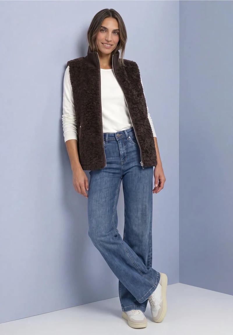 Veste sans manches chocolat en peluche – Street One – Image 3